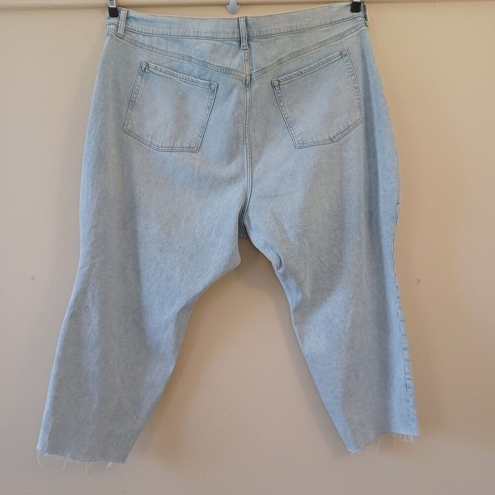 Old Navy Jeans Plus Sz 28 Curvy High Waist Straight Ankle Leg Ripped Light Wash - Picture 3 of 10